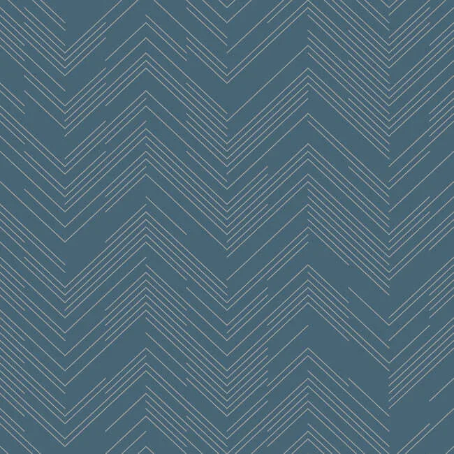 Antonina Vella Polished Chevron wallpaper, color Blue & Silver, SKU MD7224