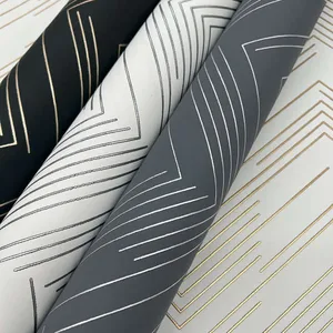 Antonina Vella Polished Chevron wallpaper, color Charcoal & Silver, SKU MD7226