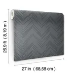 Antonina Vella Polished Chevron wallpaper, color Charcoal & Silver, SKU MD7226