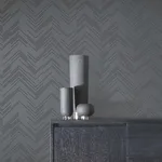 Antonina Vella Polished Chevron wallpaper, color Charcoal & Silver, SKU MD7226