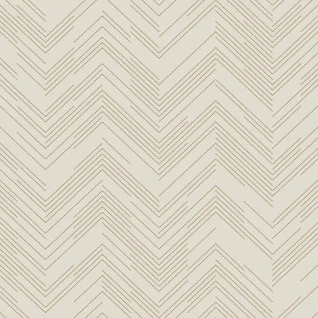 Antonina Vella Polished Chevron wallpaper, color Cream & Gold, SKU MD7225