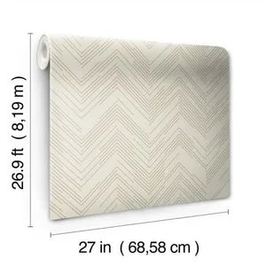 Antonina Vella Polished Chevron wallpaper, color Cream & Gold, SKU MD7225
