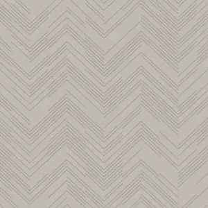 Antonina Vella Polished Chevron wallpaper, color Taupe & Silver, SKU MD7227