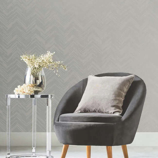Antonina Vella Polished Chevron - Taupe & Silver Wallpaper | Buy Online Antonina Vella Polished Chevron wallpaper, color Taupe & Silver, SKU MD7227