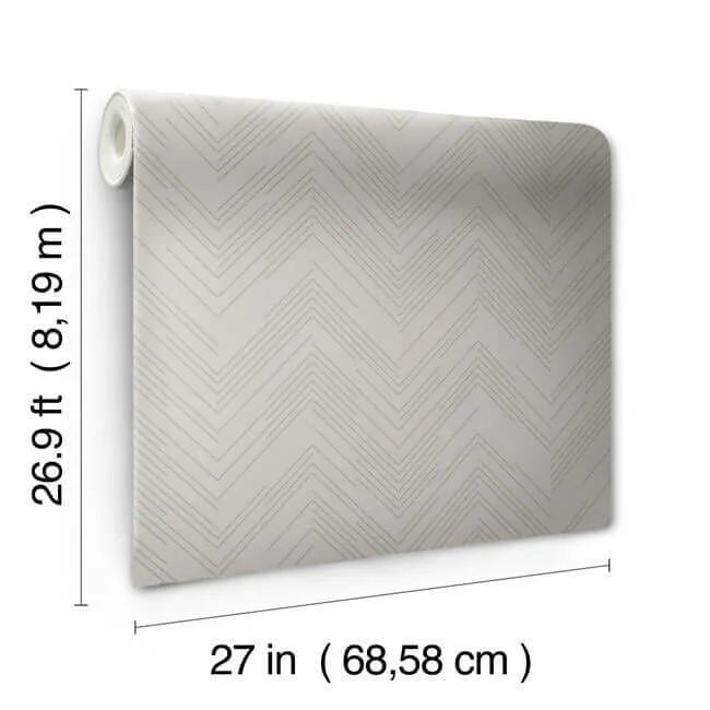 Antonina Vella Polished Chevron - Taupe & Silver Wallpaper | Buy Online Antonina Vella Polished Chevron wallpaper, color Taupe & Silver, SKU MD7227