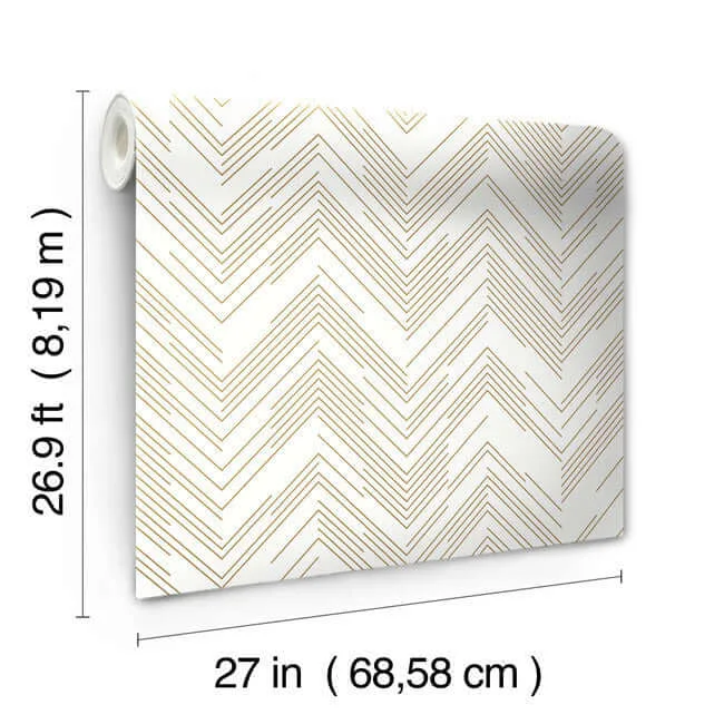 Antonina Vella Polished Chevron wallpaper, color White & Gold, SKU MD7222