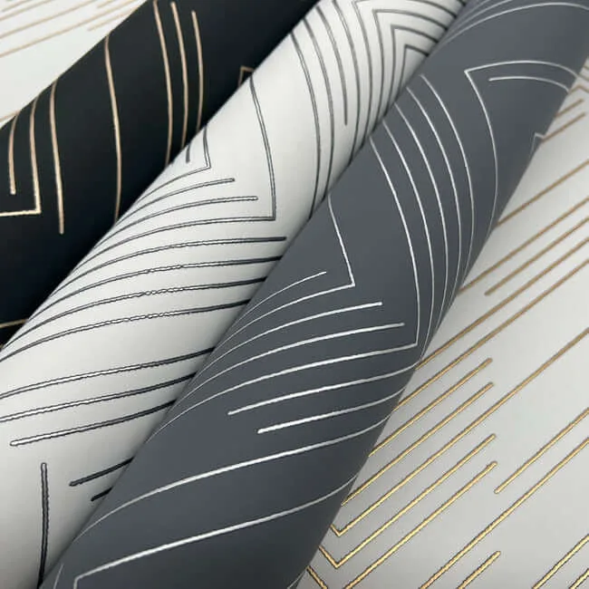 Antonina Vella Polished Chevron wallpaper, color White & Gold, SKU MD7222