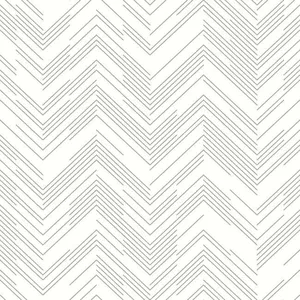 Antonina Vella Polished Chevron wallpaper, color White & Silver, SKU MD7223