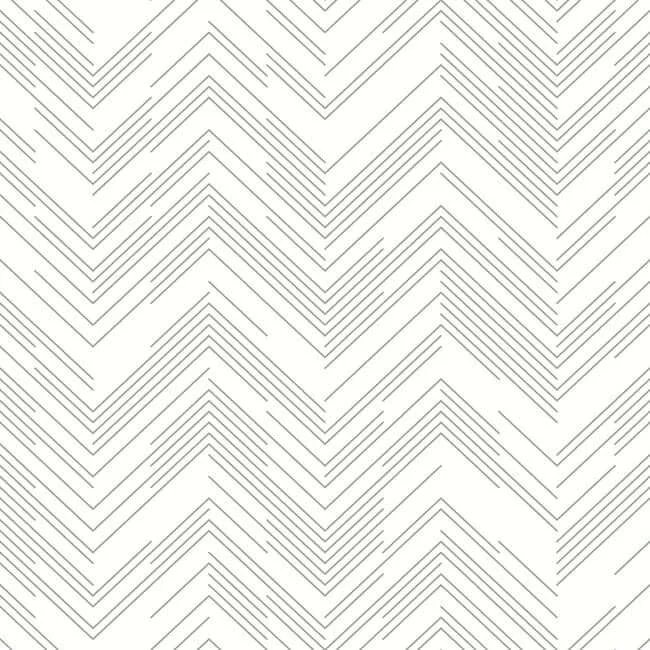 Antonina Vella Polished Chevron wallpaper, color White & Silver, SKU MD7223