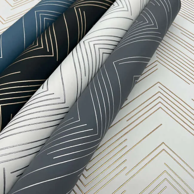 Antonina Vella Polished Chevron - White & Silver Wallpaper | Buy Online Antonina Vella Polished Chevron wallpaper, color White & Silver, SKU MD7223