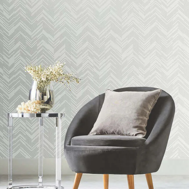 Antonina Vella Polished Chevron - White & Silver Wallpaper | Buy Online Antonina Vella Polished Chevron wallpaper, color White & Silver, SKU MD7223