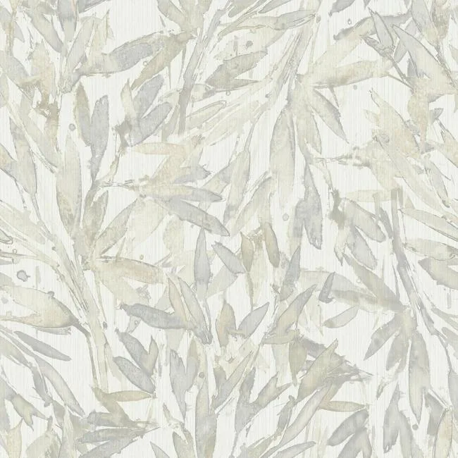 Antonina Vella Rainforest Leaves wallpaper, color Cream & Grey, SKU Y6230702