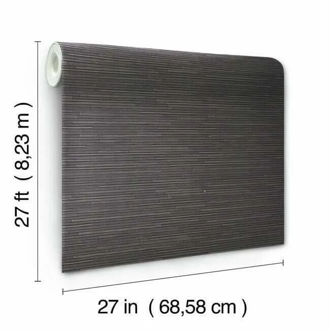 Antonina Vella Ribbon Bamboo wallpaper, color Black & Silver Metallic, SKU DD3835