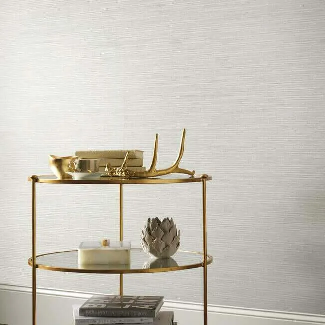 Antonina Vella Ribbon Bamboo wallpaper, color White & Silver Metallic, SKU DD3833