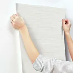 Antonina Vella Ribbon Bamboo wallpaper, color White & Silver Metallic, SKU DD3833