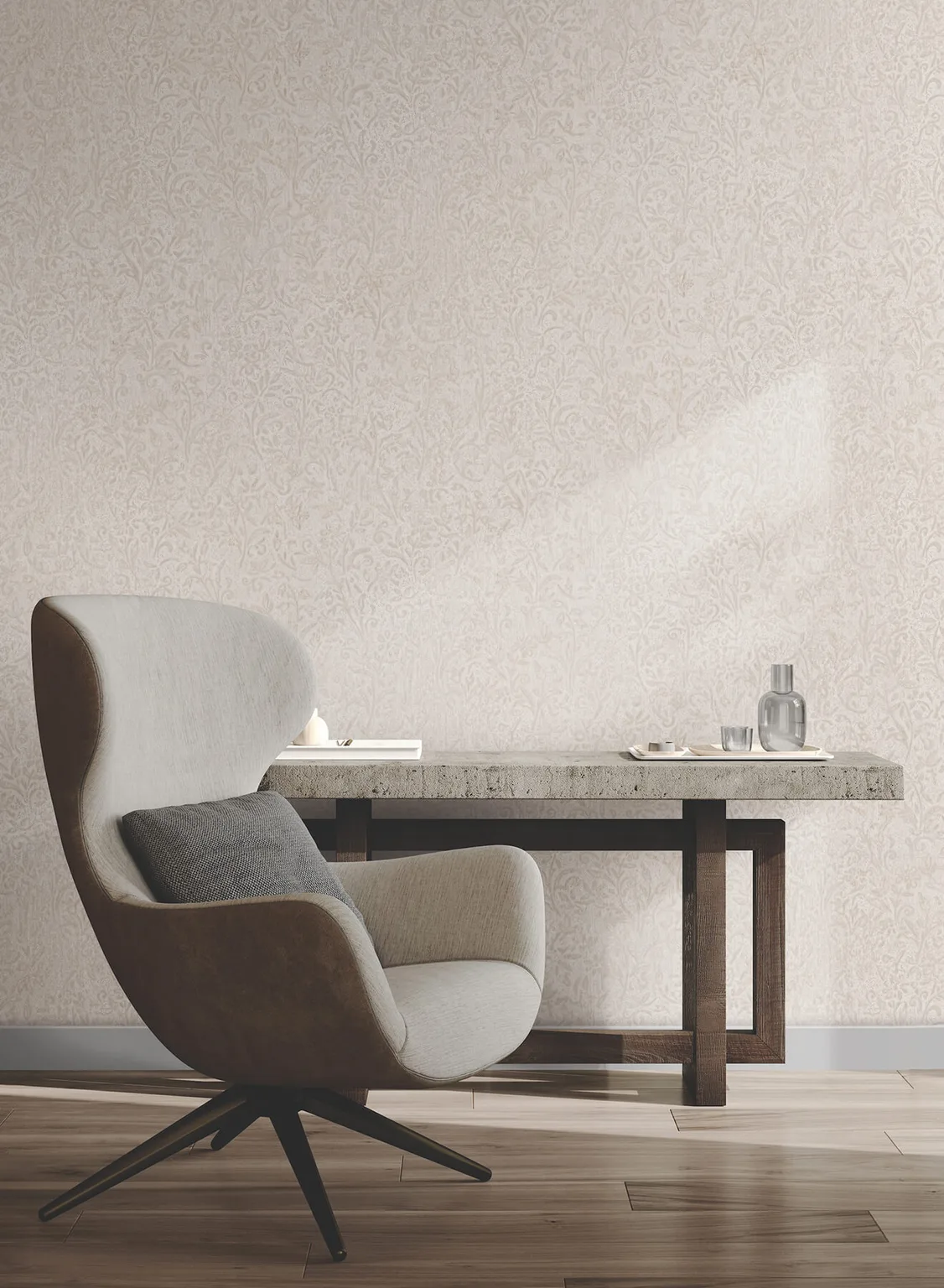 Antonina Vella Sculpted Floral wallpaper, color Beige, SKU MA35531