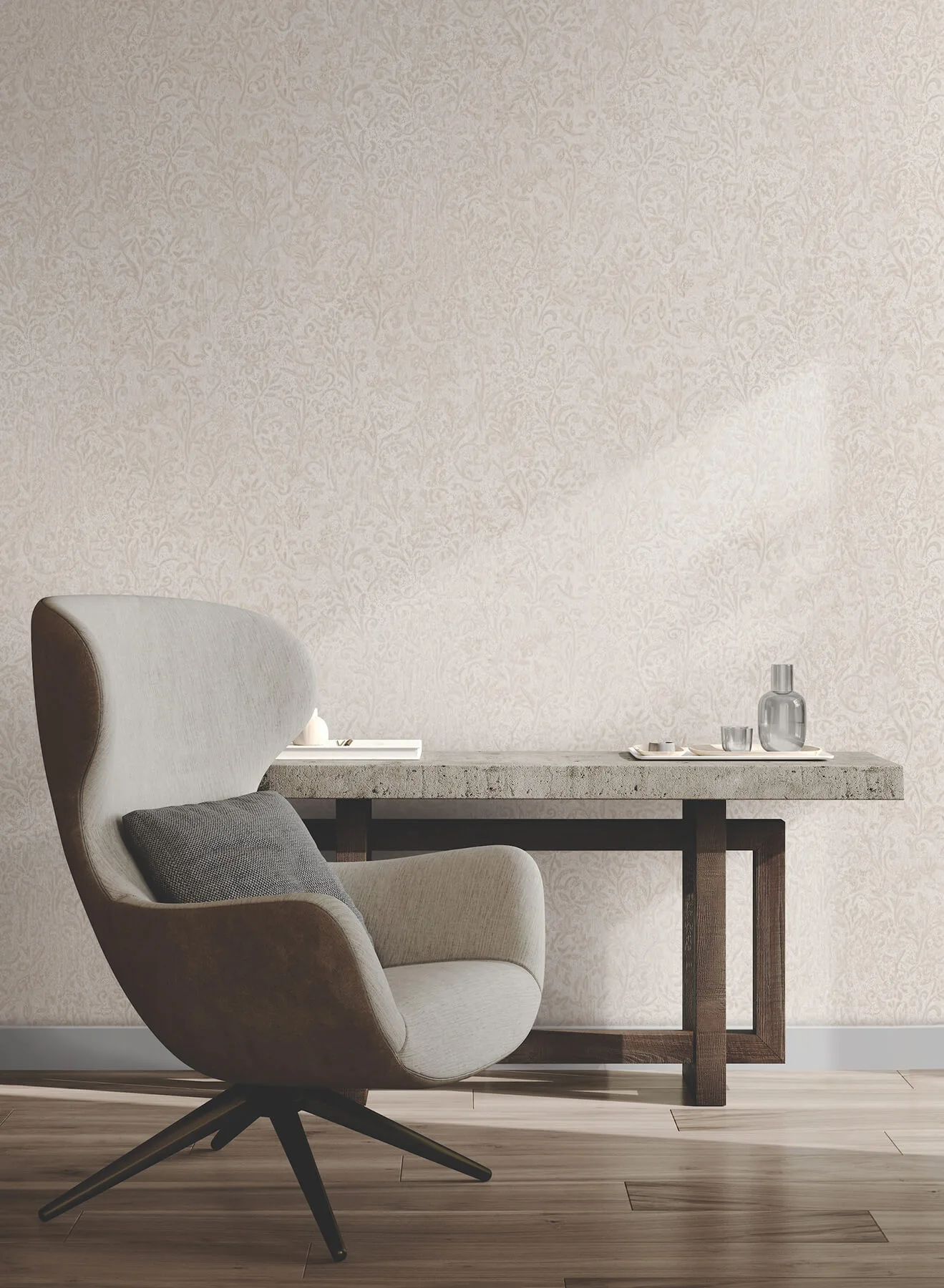 Antonina Vella Sculpted Floral wallpaper, color Beige, SKU MA35531