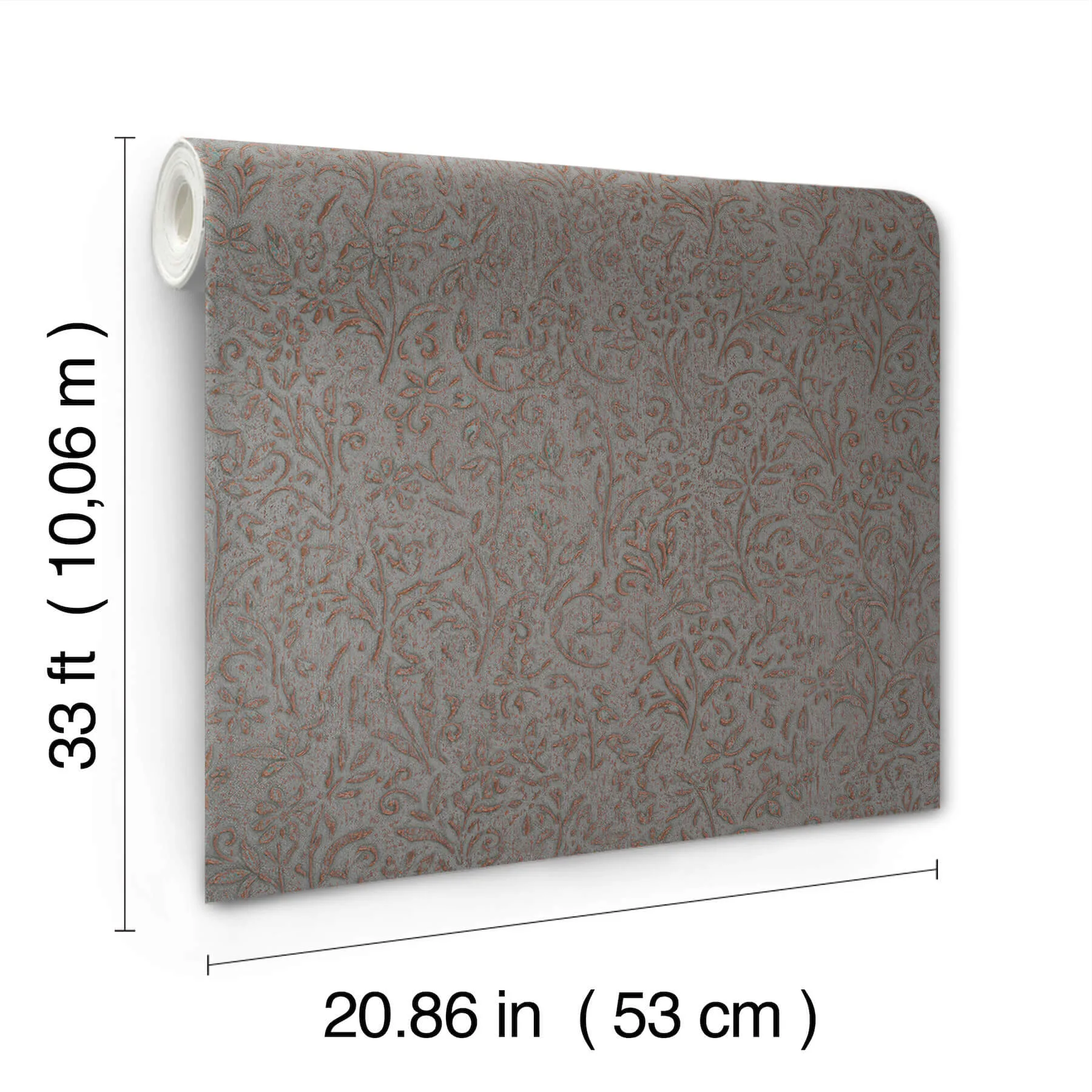 Antonina Vella Sculpted Floral - Copper Wallpaper | Buy Online Antonina Vella Sculpted Floral wallpaper, color Copper, SKU MA35534