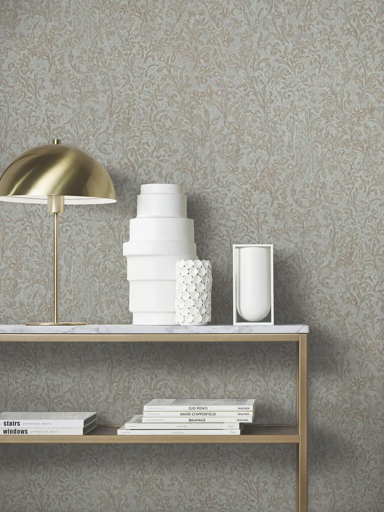 Antonina Vella Sculpted Floral wallpaper, color Gold, SKU MA35532