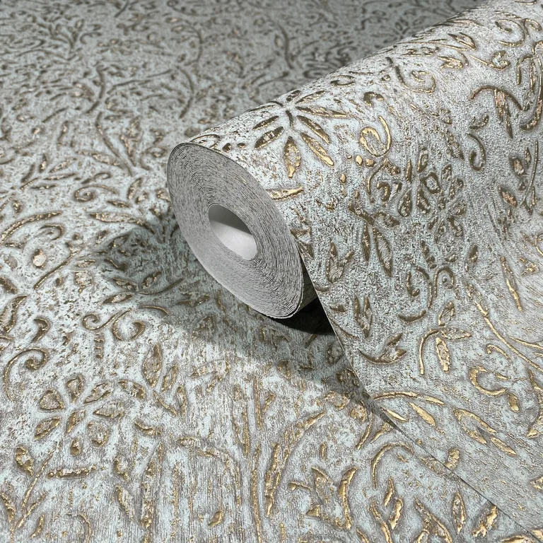 Antonina Vella Sculpted Floral wallpaper, color Gold, SKU MA35532