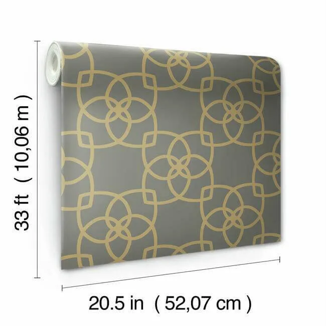 Antonina Vella Serendipity wallpaper, color Grey & Gold Metallic, SKU Y6200204