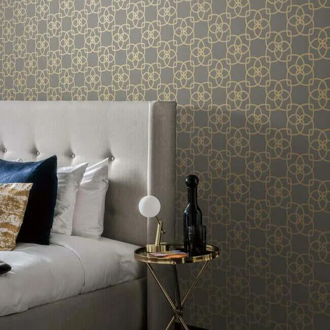 Antonina Vella Serendipity - Grey & Gold Metallic Wallpaper | Buy Online Antonina Vella Serendipity wallpaper, color Grey & Gold Metallic, SKU Y6200204