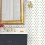 Antonina Vella Serene Villa - Moss Wallpaper | Buy Online Antonina Vella Serene Villa wallpaper, color Moss, SKU LL3237