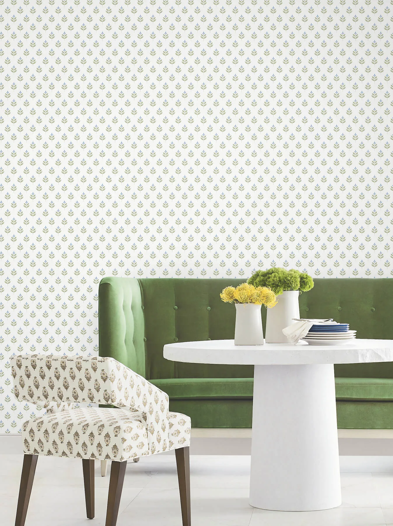 Antonina Vella Serene Villa - Moss Wallpaper | Buy Online Antonina Vella Serene Villa wallpaper, color Moss, SKU LL3237