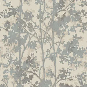 Antonina Vella Shimmering Foliage wallpaper, color Cream & Silver, SKU MD7141