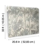 Antonina Vella Shimmering Foliage wallpaper, color Cream & Silver, SKU MD7141