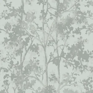 Antonina Vella Shimmering Foliage wallpaper, color Spa & Silver, SKU MD7142