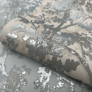 Antonina Vella Shimmering Foliage wallpaper, color Spa & Silver, SKU MD7142