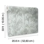 Antonina Vella Shimmering Foliage wallpaper, color Spa & Silver, SKU MD7142