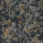 Antonina Vella Shimmering Foliage wallpaper, color Black, SKU NW3580