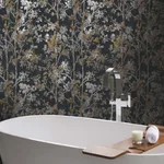 Antonina Vella Shimmering Foliage wallpaper, color Black, SKU NW3580