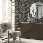Antonina Vella Shimmering Foliage wallpaper, color Black, SKU NW3580