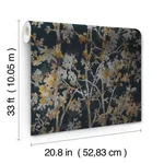 Antonina Vella Shimmering Foliage wallpaper, color Black, SKU NW3580