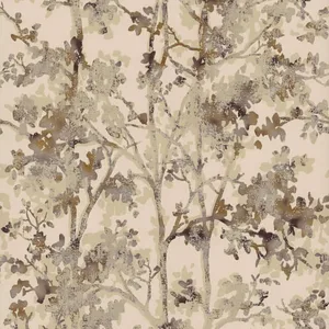 Antonina Vella Shimmering Foliage wallpaper, color Khaki, SKU NW3584