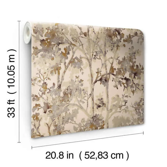 Antonina Vella Shimmering Foliage - Khaki Wallpaper | Buy Online Antonina Vella Shimmering Foliage wallpaper, color Khaki, SKU NW3584