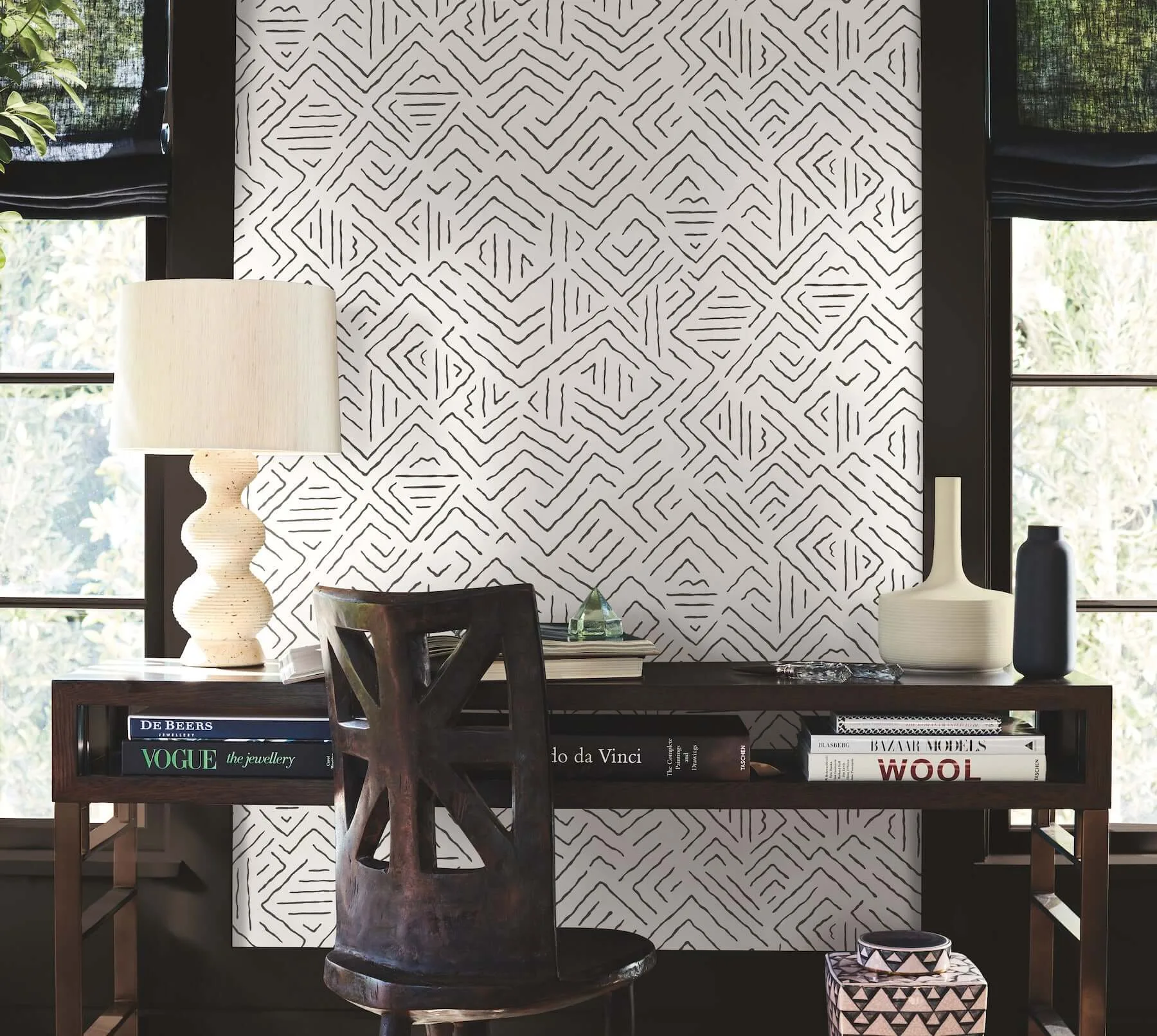 Antonina Vella Sirih wallpaper, color Black, SKU AB3081