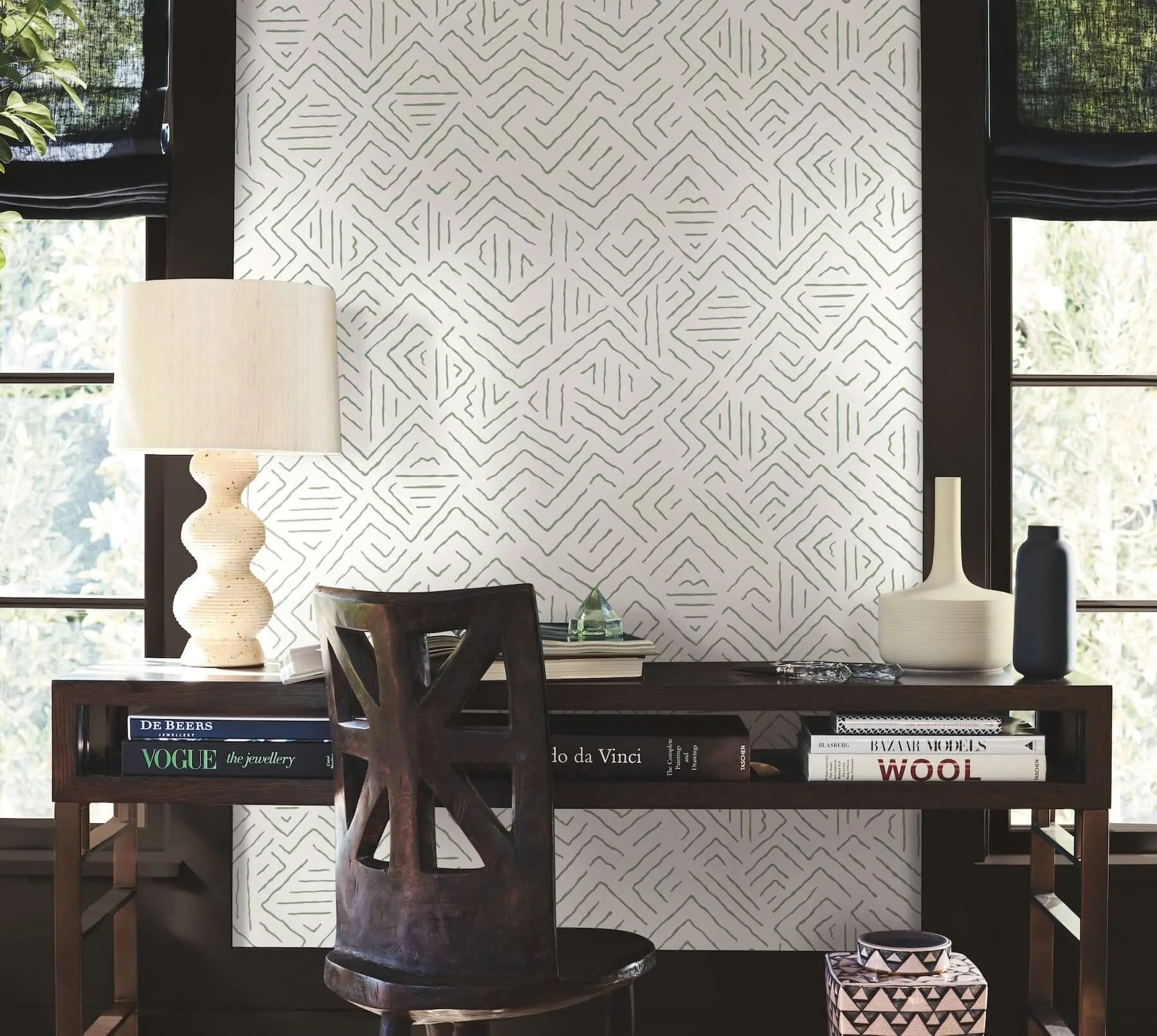 Antonina Vella Sirih - Sage Wallpaper | Buy Online Antonina Vella Sirih wallpaper, color Sage, SKU AB3082