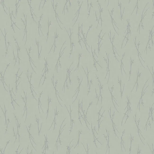 Antonina Vella Sprigs wallpaper, color Eucalyptus & Silver, SKU MD7194