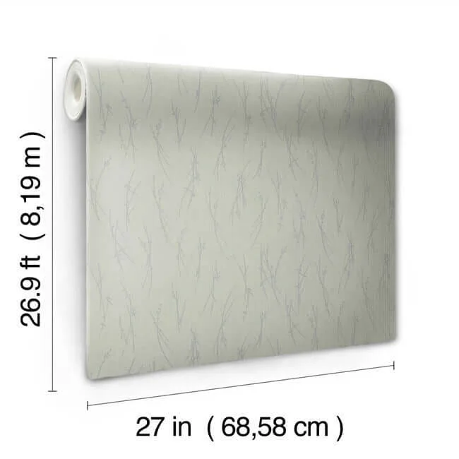 Antonina Vella Sprigs wallpaper, color Eucalyptus & Silver, SKU MD7194