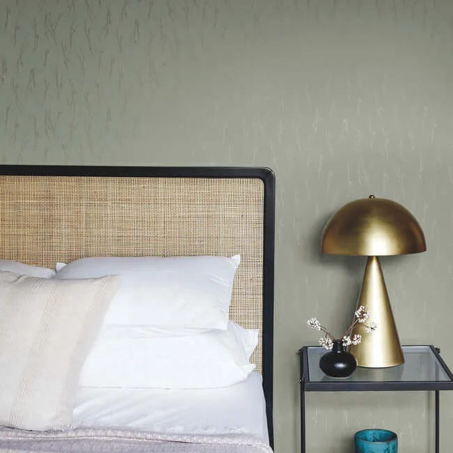 Antonina Vella Sprigs wallpaper, color Eucalyptus & Silver, SKU MD7194