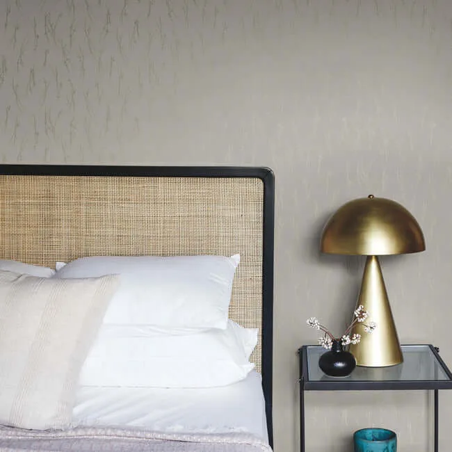 Antonina Vella Sprigs wallpaper, color Light Grey & Gold, SKU MD7191