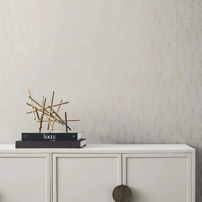 Antonina Vella Sprigs wallpaper, color Light Grey & Gold, SKU MD7191