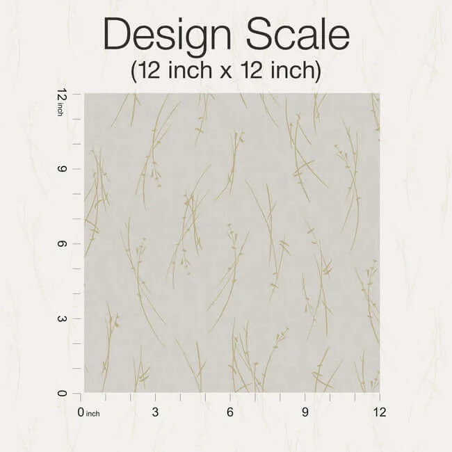 Antonina Vella Sprigs wallpaper, color Light Grey & Gold, SKU MD7191