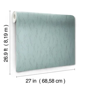 Antonina Vella Sprigs wallpaper, color Smokey Blue & Silver, SKU MD7193