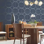 Antonina Vella Sun Circles wallpaper, color Blue & Silver, SKU MD7204