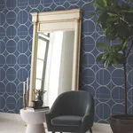 Antonina Vella Sun Circles wallpaper, color Blue & Silver, SKU MD7204